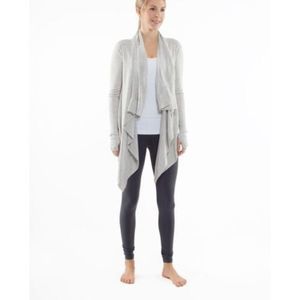 Lululemon Grey Sweater Open Cardigan Short Long LS Rain Cotton Blend M